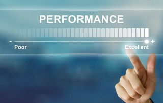 The word performance and a scale ending in Excellence