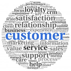 Word cloud with focus on customer