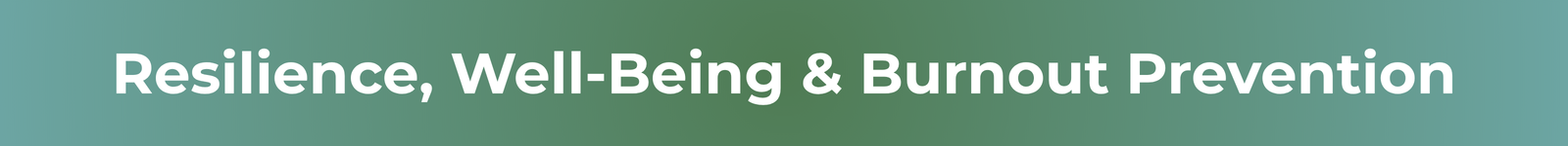 Resilience, Well-Being & Burnout Prevention